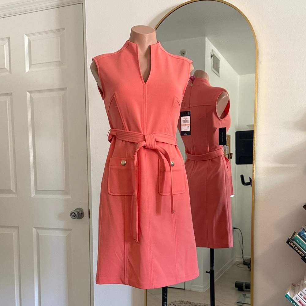 Tommy Hilfiger dress Elegant Coral Dress with Belt 2